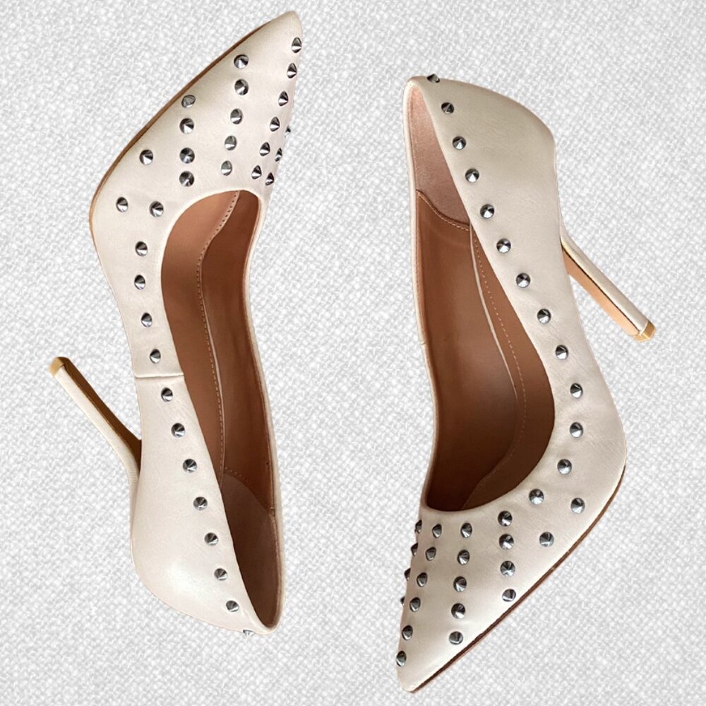 Zara Trafaluc Cream Studded Pumps Size 8